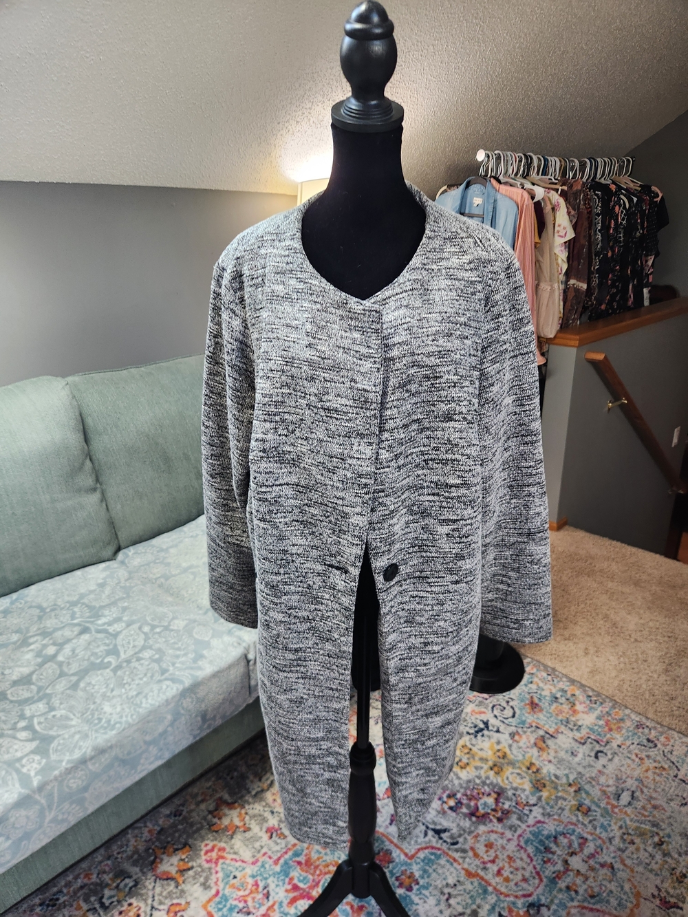 Dressbarn Grey Marled One-button Long-line Blazer 1X Plus Great Condition